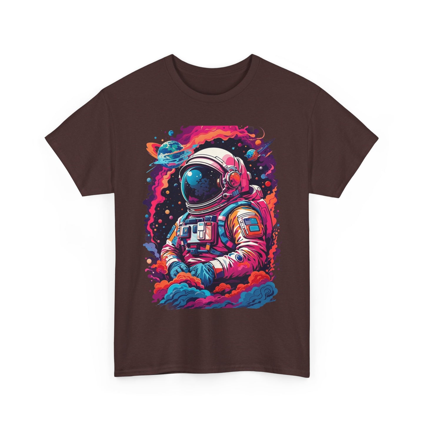 Cosmic Astronaut Unisex Heavy Cotton Tee - Galaxy Graphic T-Shirt