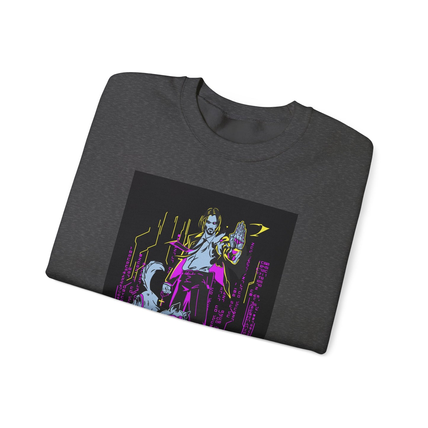 Crewneck Sweatshirt — Neon Cyberpunk Samurai Graphic