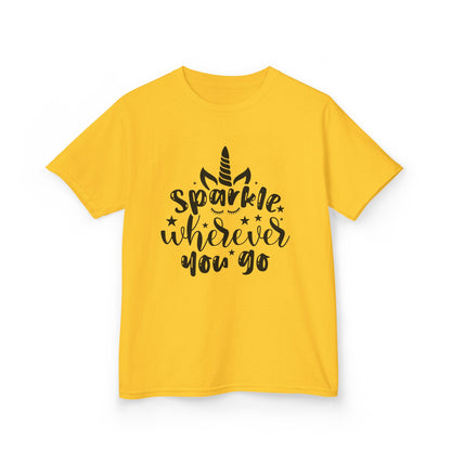 Sparkle Wherever You Go Kids Heavy Cotton Tee - Playful Unicorn Design