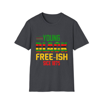 Young Black Free-Ish Unisex Softstyle T-Shirt, Celebratory Tee, Cultural Pride Shirt, Equality Apparel, Ideal for Events & Gifts