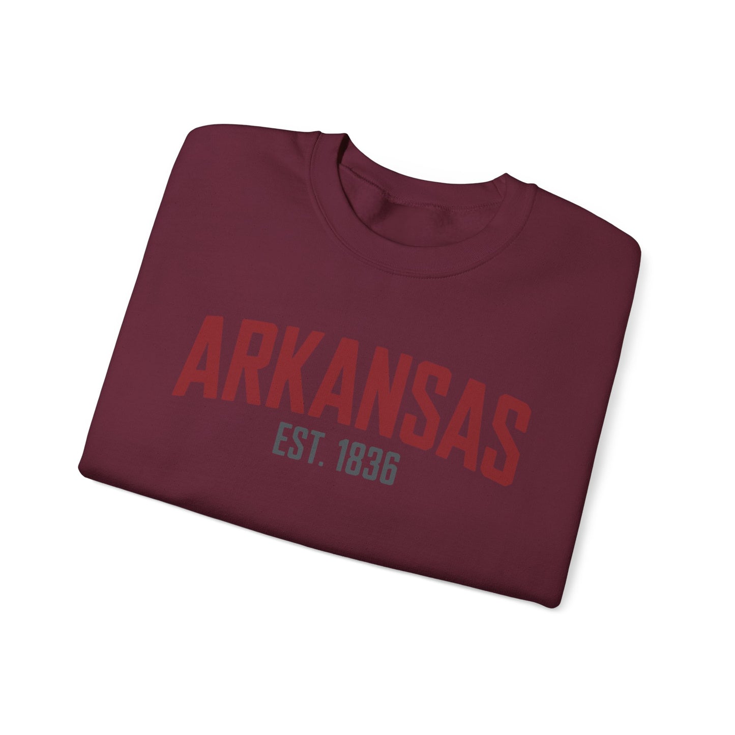 Arkansas Crewneck Sweatshirt – "Arkansas Est. 1836" Classic State Pullover