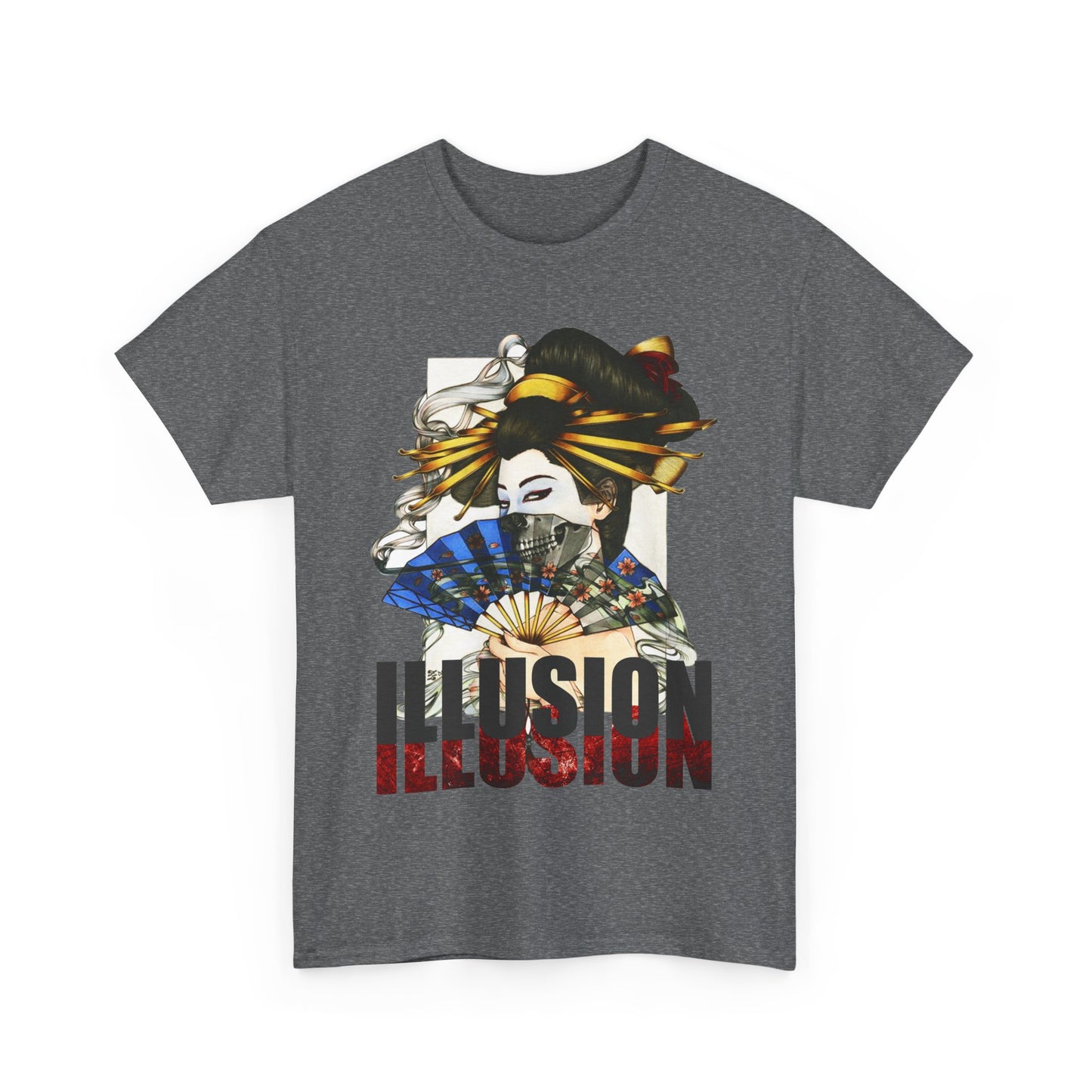 Unisex Heavy Cotton Tee - Illusion Design - Artistic Fan Graphic Tee for Casual Wear