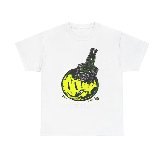 Unisex Heavy Cotton Tee - Eco-Friendly Bold Design with Bottle & Hand Graphic