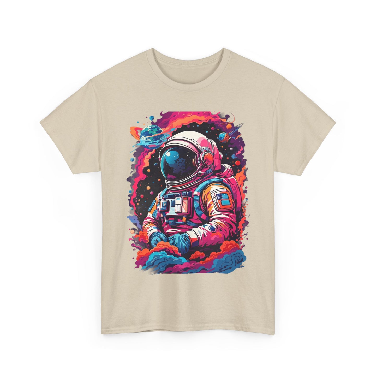 Cosmic Astronaut Unisex Heavy Cotton Tee - Galaxy Graphic T-Shirt