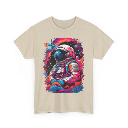 Cosmic Astronaut Unisex Heavy Cotton Tee - Galaxy Graphic T-Shirt