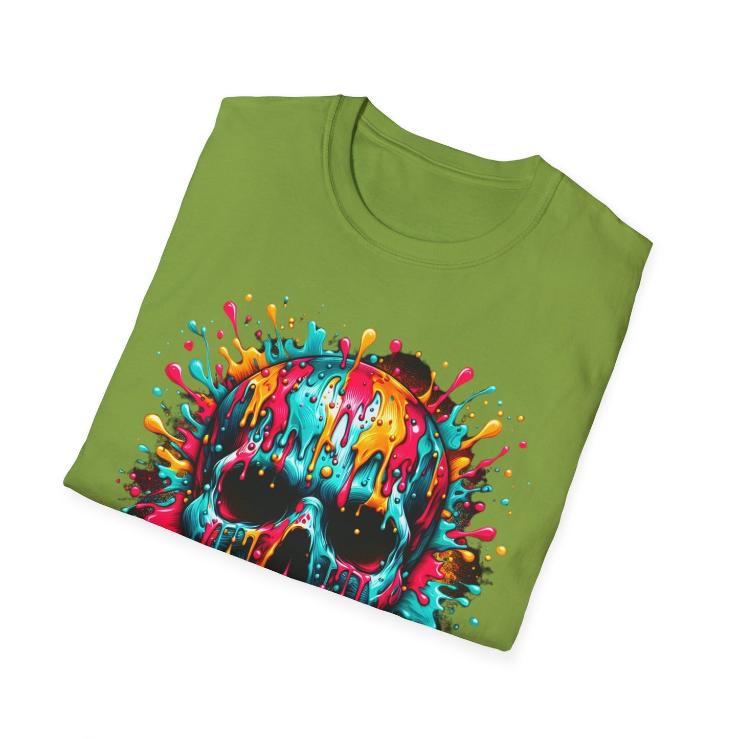 Colorful Drip Skull Unisex T-Shirt - Vibrant Graphic Tee for Art & Music Lovers