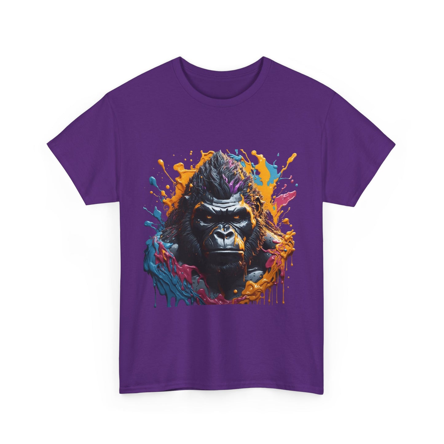 Colorful Gorilla Art Unisex Heavy Cotton Tee - Bold Graphic Tee for Animal Lovers