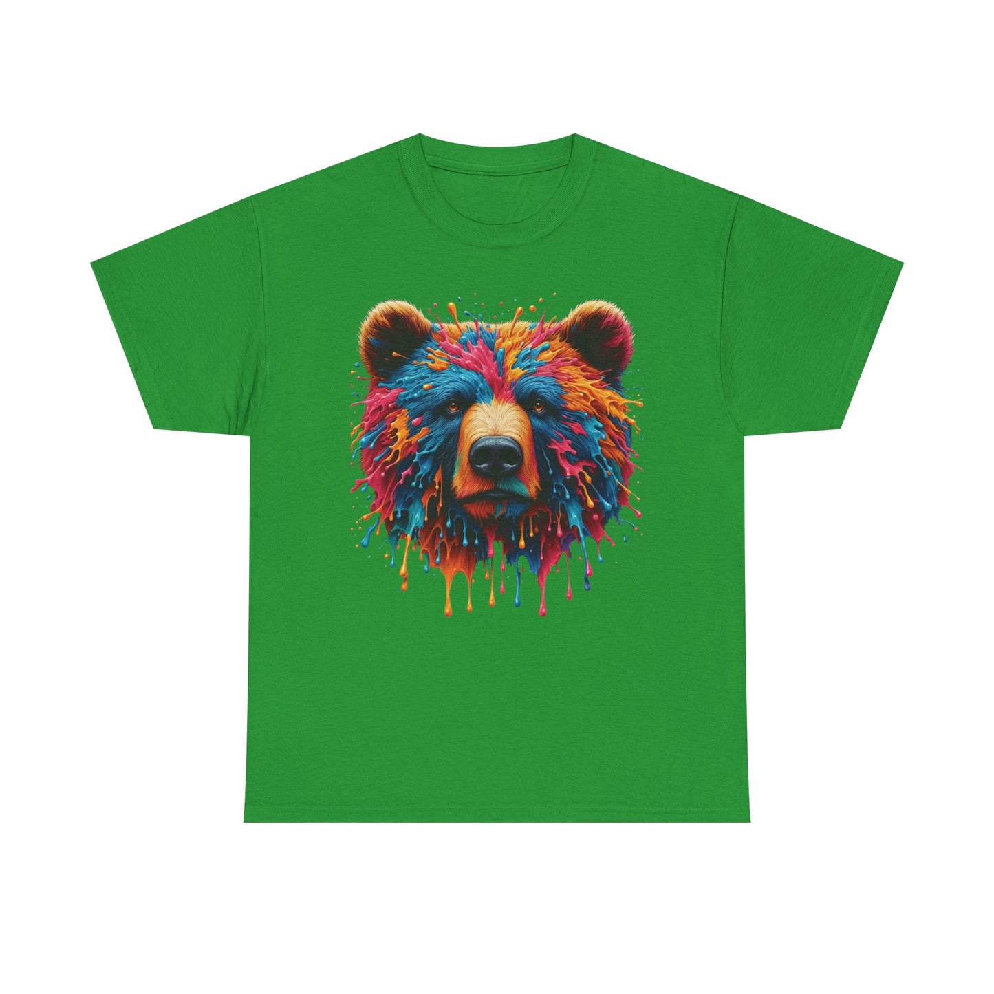 Colorful Bear Art Unisex Heavy Cotton Tee - Vibrant Graphic T-Shirt for Nature Lovers