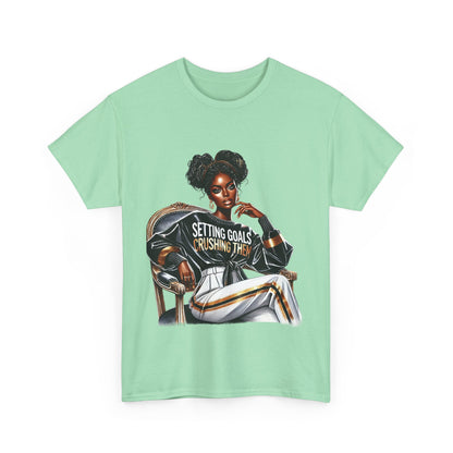 Motivational Tee - Setting Goals & Crushing Them - Unisex Heavy Cotton Shirt
