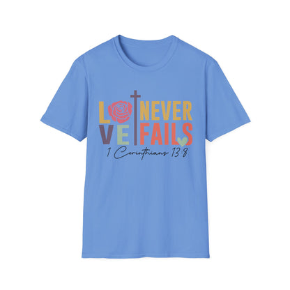 Faith-Inspired Unisex T-Shirt - "Love Never Fails" - Christian Apparel, Gift for Friends, Inspirational Wear, Bible Verse Tee