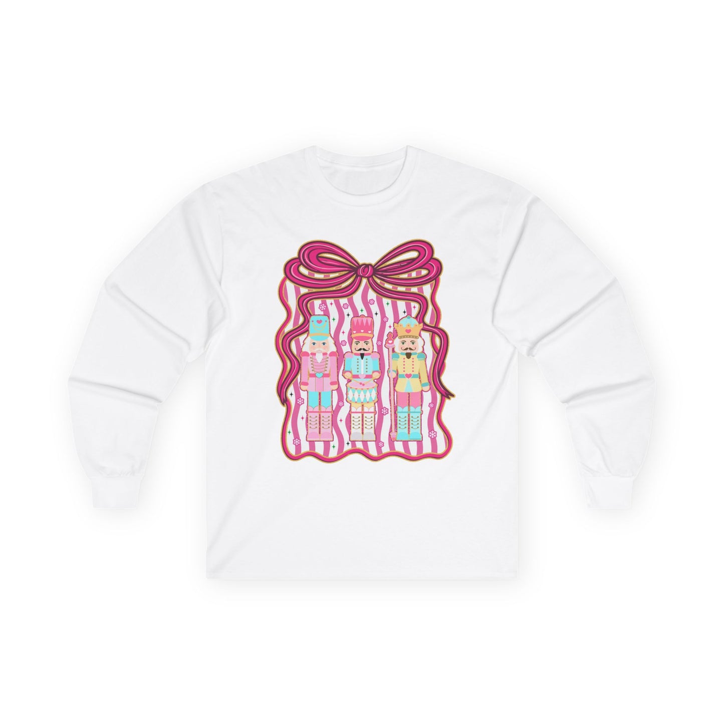 Long Sleeve Tee — Cute Kawaii Nutcracker Dolls with Bow Graphic