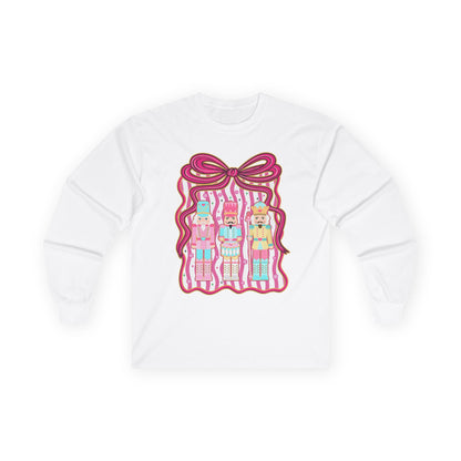 Long Sleeve Tee — Cute Kawaii Nutcracker Dolls with Bow Graphic