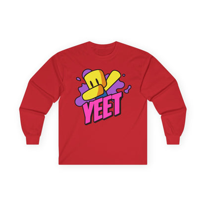 Yeet Graphic Long Sleeve Tee — Bold Cartoon Hat Streetwear