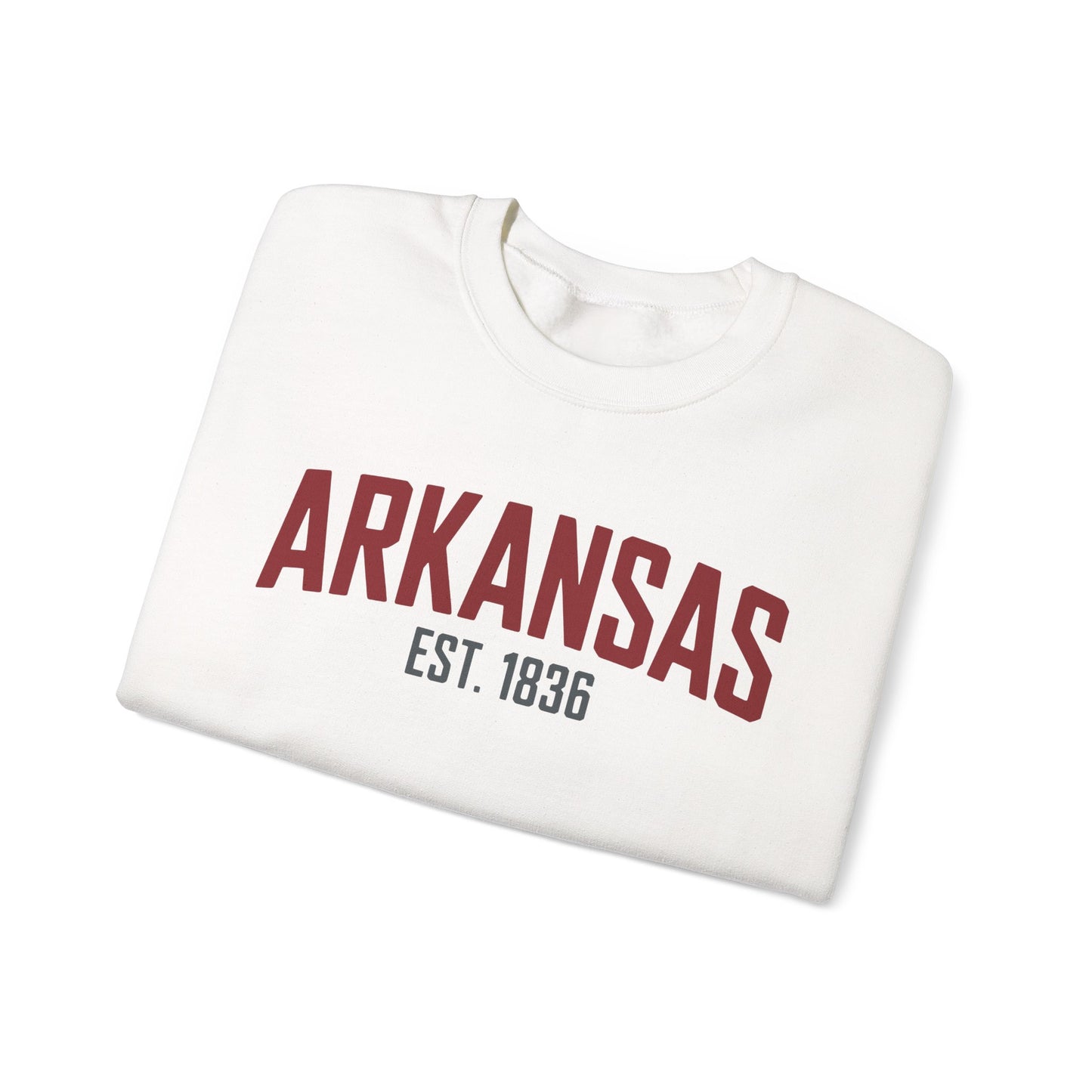 Arkansas Crewneck Sweatshirt – "Arkansas Est. 1836" Classic State Pullover