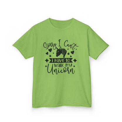 Funny Kids Unicorn Tee - "Sorry I Can't, I Have to Walk My Unicorn"