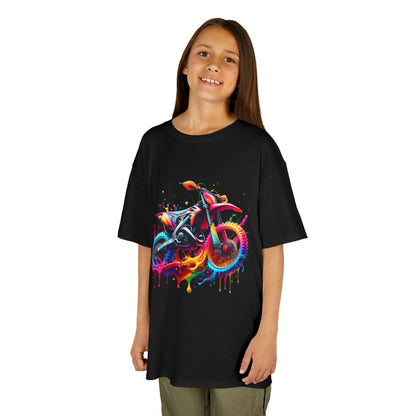 Kids' Motorcycle Graphic Tee - Vibrant Splash Design
