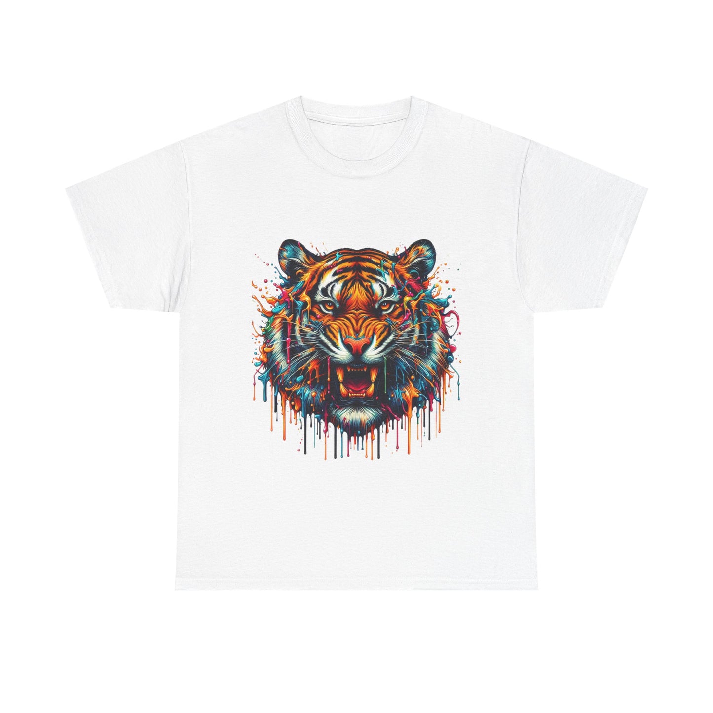 Fierce Tiger Unisex Heavy Cotton Tee - Vibrant Animal Graphic Shirt