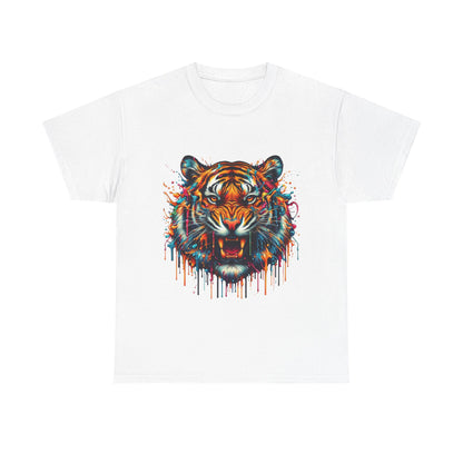 Fierce Tiger Unisex Heavy Cotton Tee - Vibrant Animal Graphic Shirt
