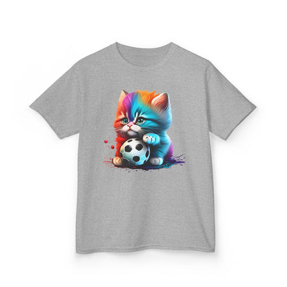 Colorful Cat Soccer Kids Tee - Fun & Playful Design for Young Animal Lovers
