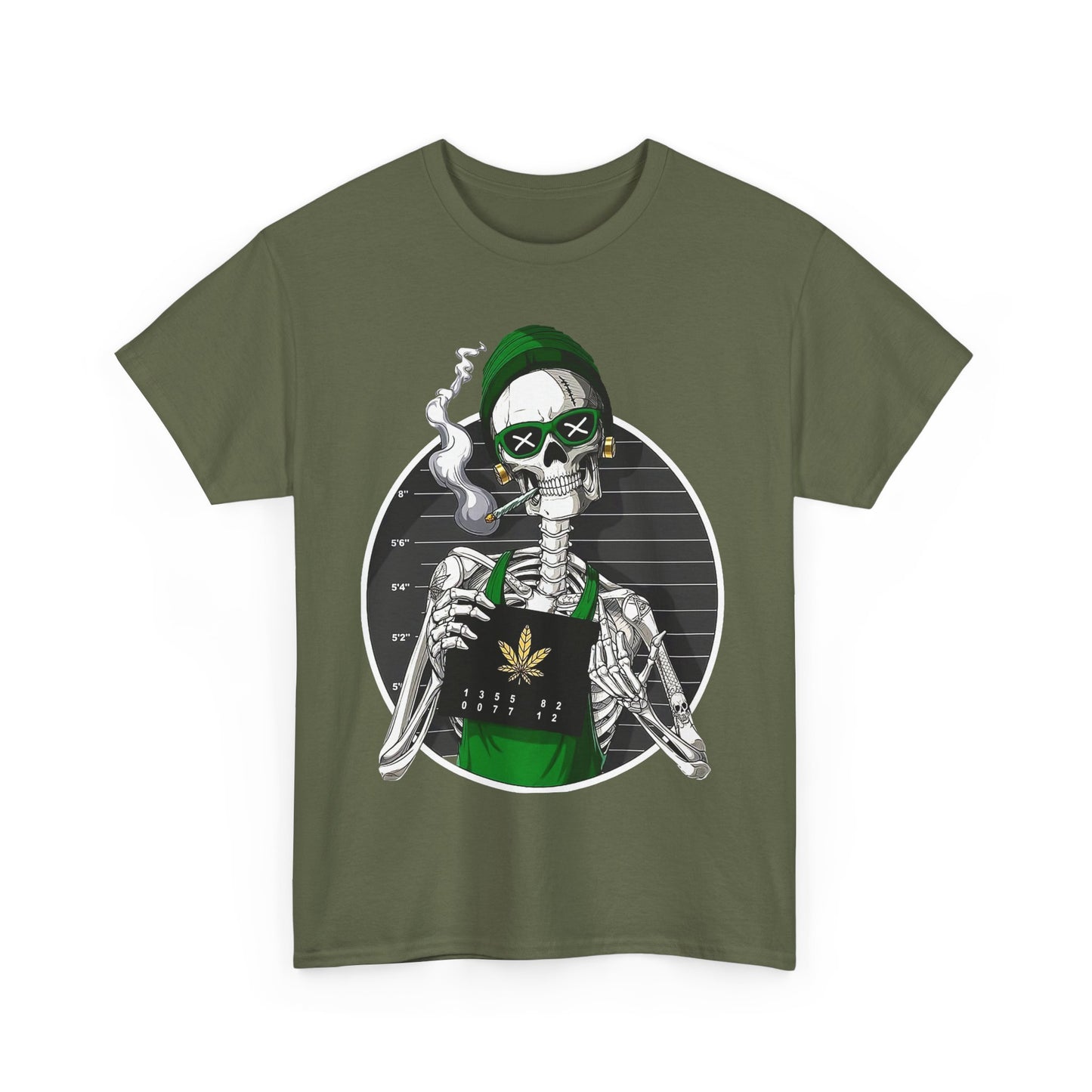 Edgy Skeleton Cannabis Tee | Unisex Heavy Cotton T-Shirt