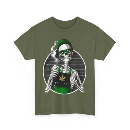 Edgy Skeleton Cannabis Tee | Unisex Heavy Cotton T-Shirt