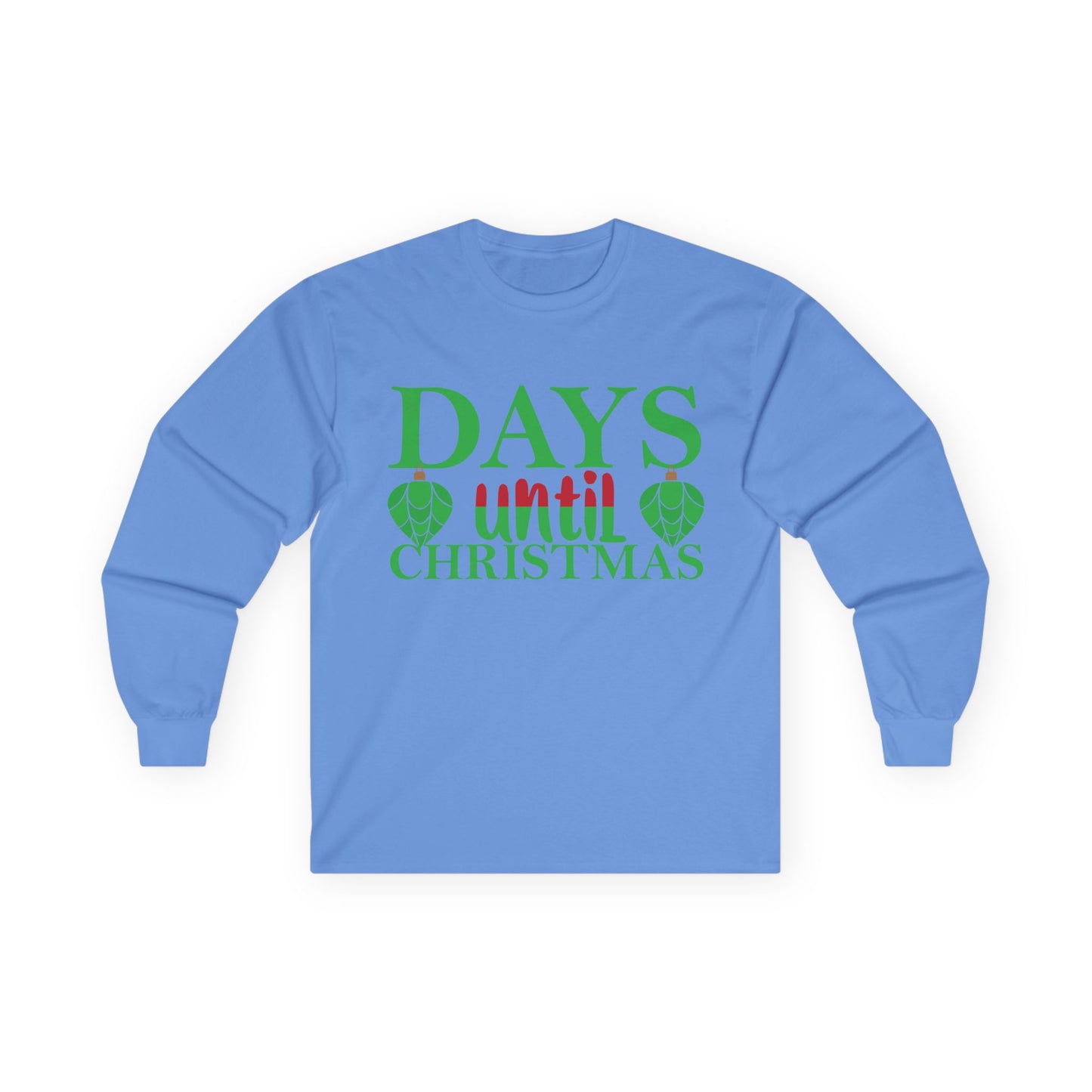 Christmas Countdown Long Sleeve Tee, Holiday Shirt, Unisex Christmas Apparel, Countdown to Christmas Gift, Seasonal T-Shirt