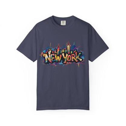 Colorful New York Graffiti T-Shirt, Streetwear Tee, City Vibe Shirt, Travel Souvenir Gift, Urban Fashion, Summer Outfit