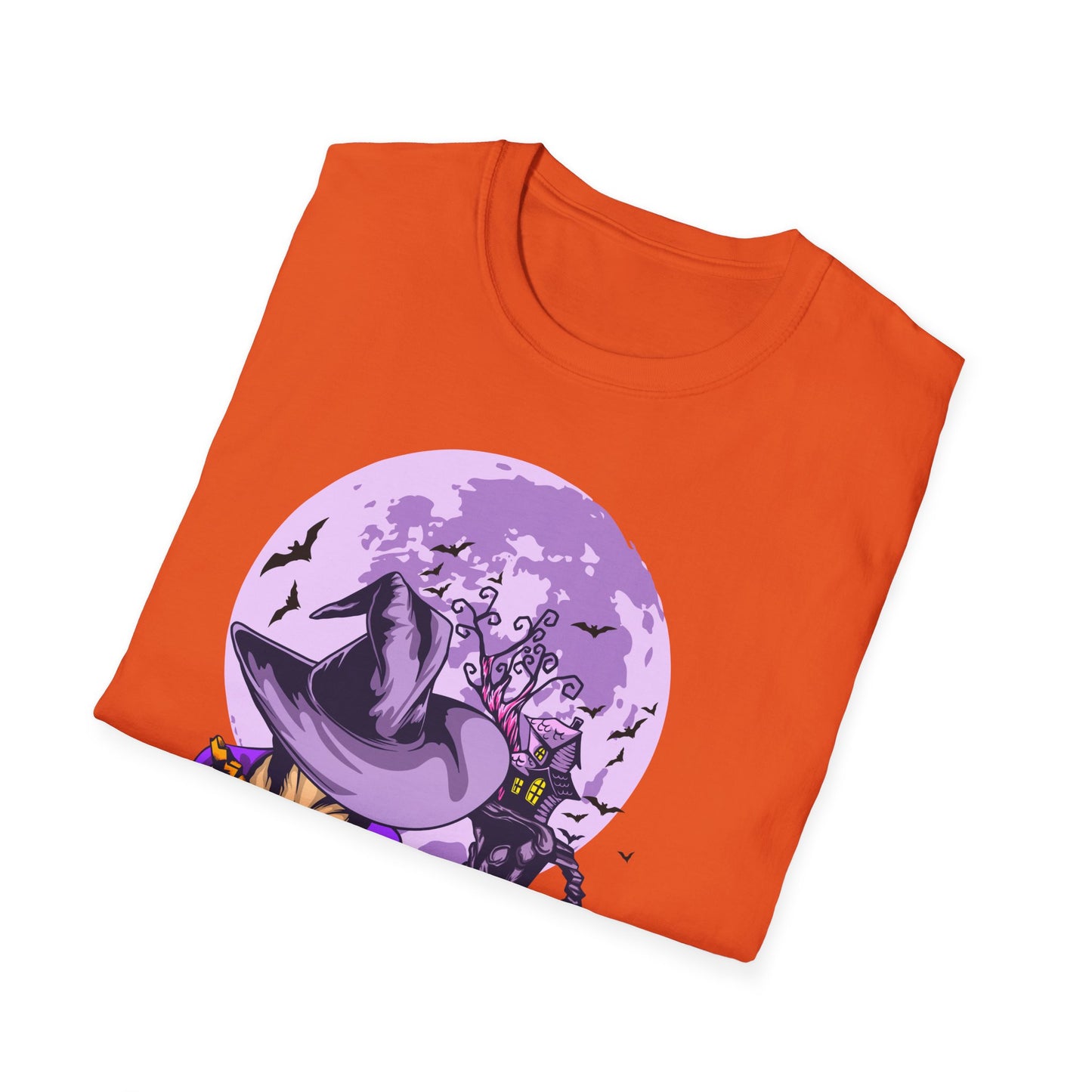 Halloween Witch T-Shirt, Unisex Softstyle Tee, Spooky Season Apparel, Pumpkin Graphic Shirt, Trick or Treat Shirt