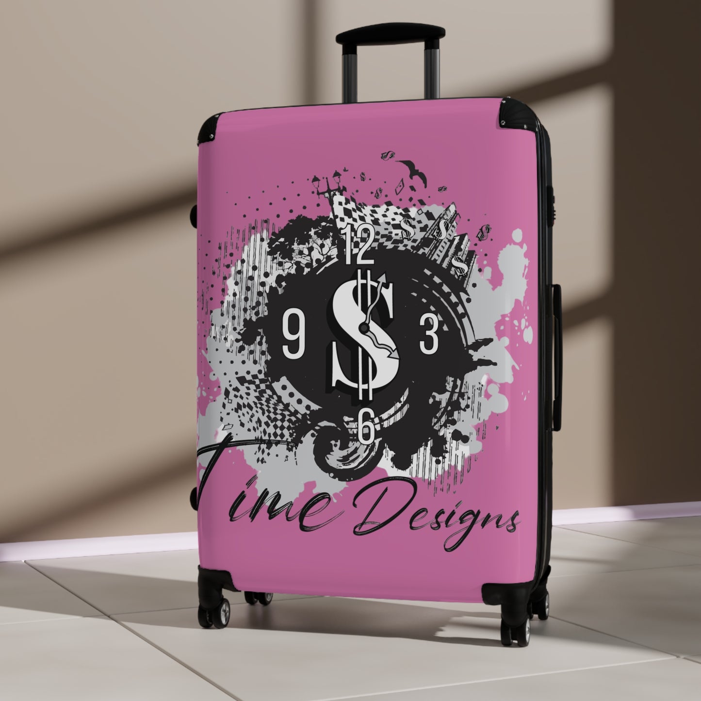Stylish Travel Suitcase with Time Design, Unique Luggage, Adventure Ready Bag, Perfect for Travelers, Stylish Gift Idea