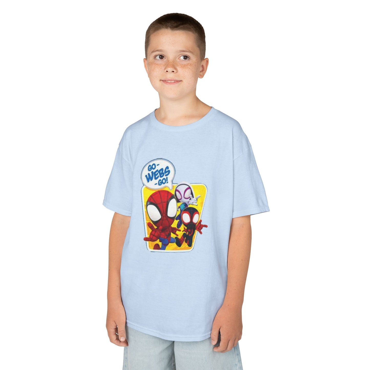 Spiderman Kids Heavy Cotton Tee - Playful Superhero Shirt for Young Fans