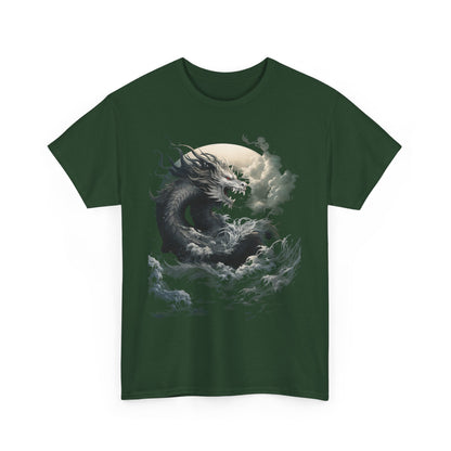 Dragon Moon Unisex Heavy Cotton Tee - Mystical Night Sky Apparel