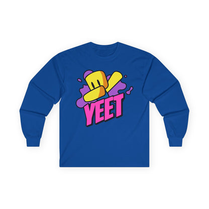 Yeet Graphic Long Sleeve Tee — Bold Cartoon Hat Streetwear