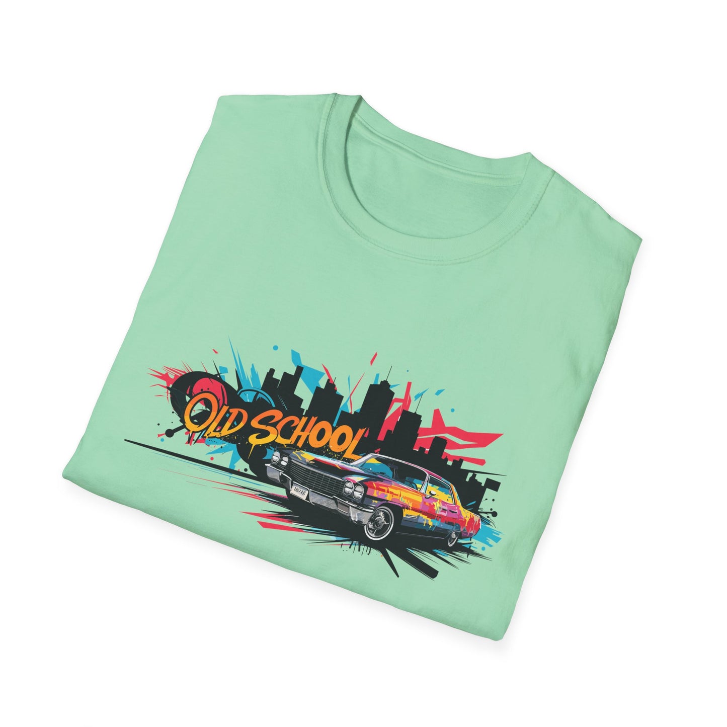 Retro Car Graphic Unisex Softstyle T-Shirt, Vintage Tee, Old School Shirt, Cool Graphic Tee, Gift for Car Lovers, Unisex T-Shirt