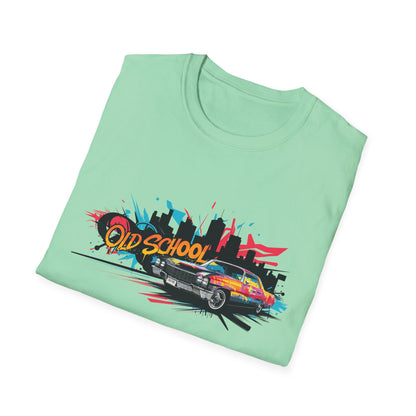 Retro Car Graphic Unisex Softstyle T-Shirt, Vintage Tee, Old School Shirt, Cool Graphic Tee, Gift for Car Lovers, Unisex T-Shirt