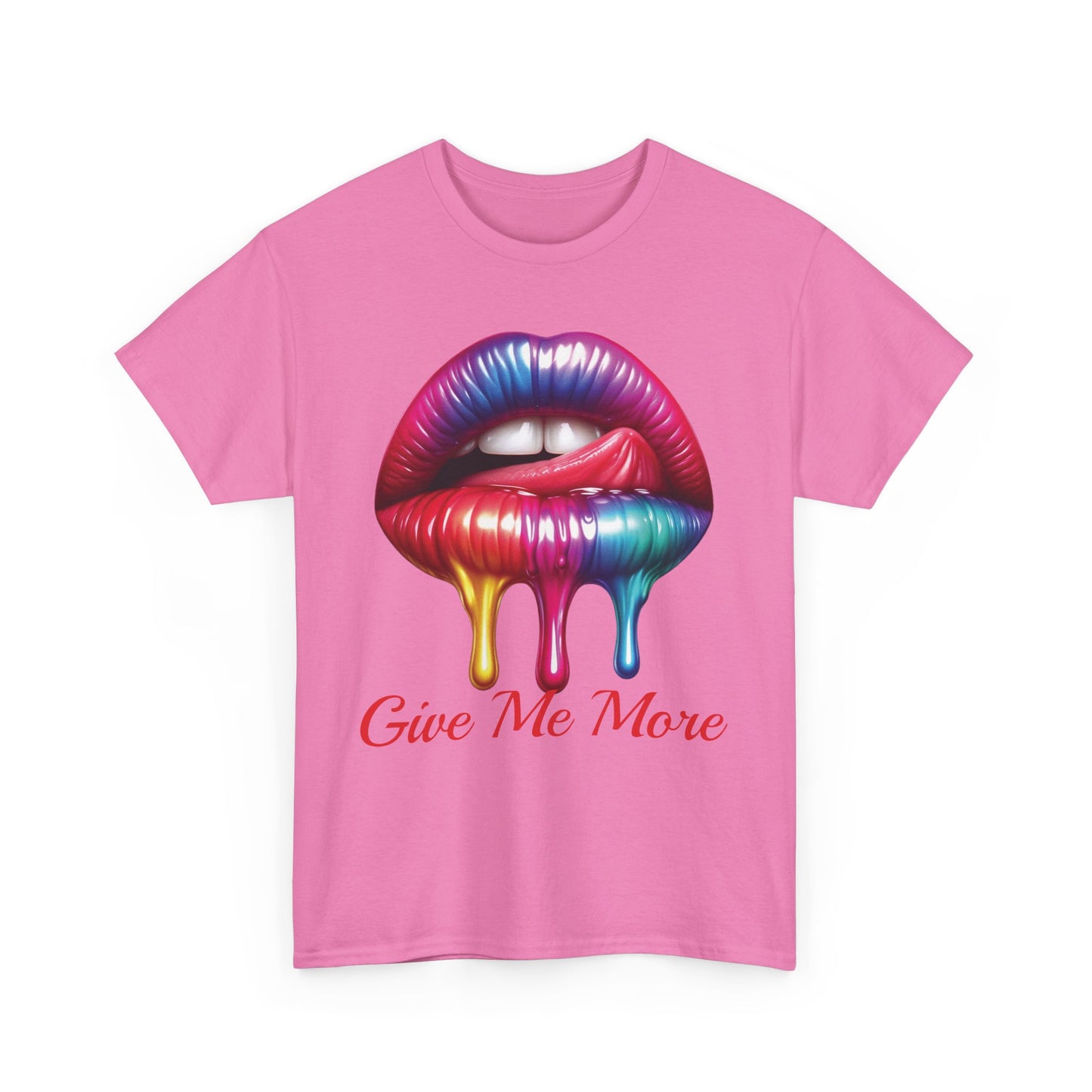 Rainbow Lips Graphic Unisex Heavy Cotton Tee - "Give Me More"