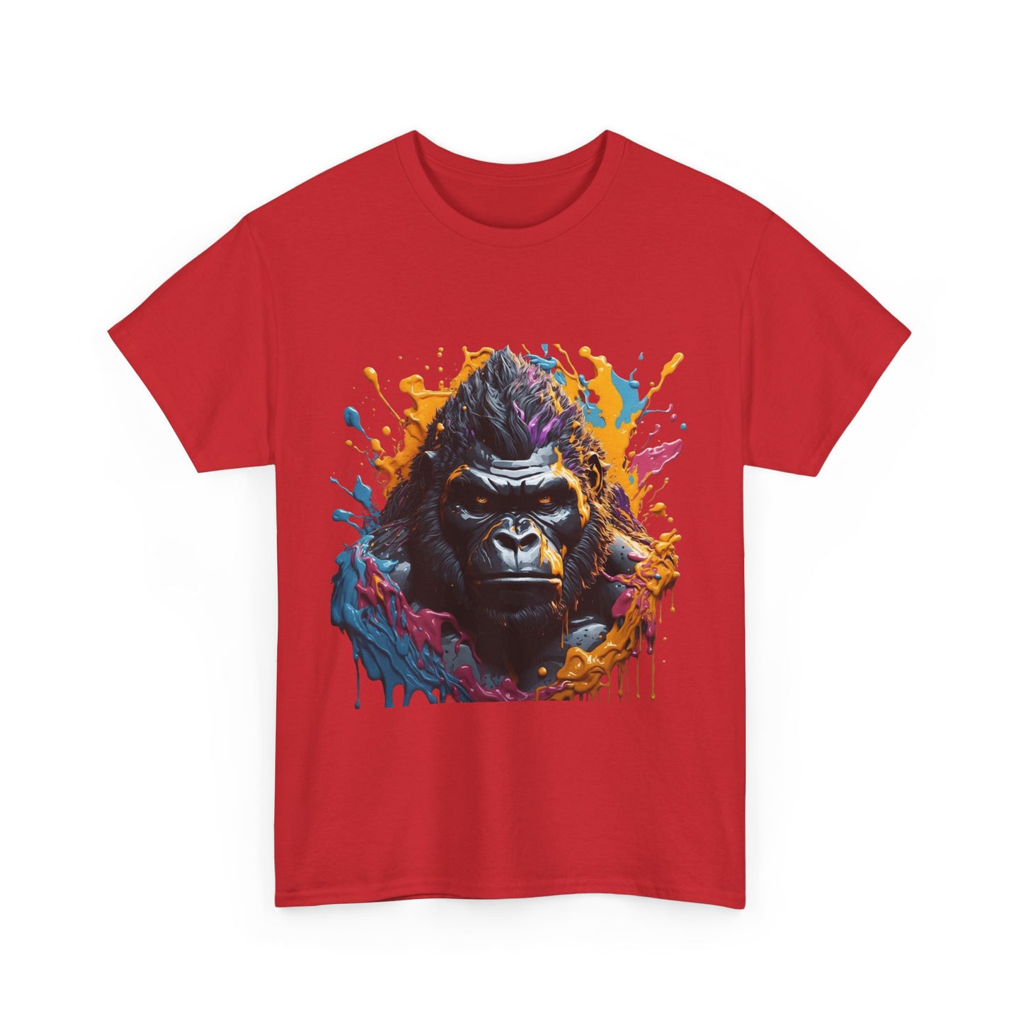 Colorful Gorilla Art Unisex Heavy Cotton Tee - Bold Graphic Tee for Animal Lovers