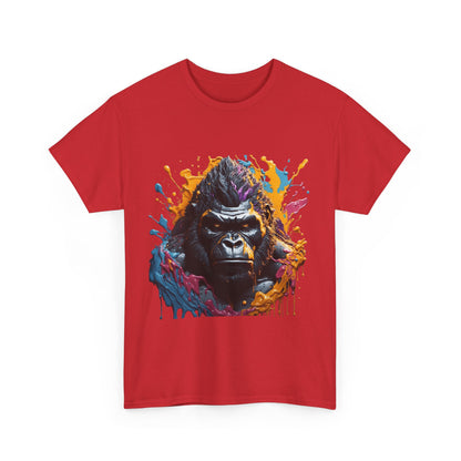 Colorful Gorilla Art Unisex Heavy Cotton Tee - Bold Graphic Tee for Animal Lovers