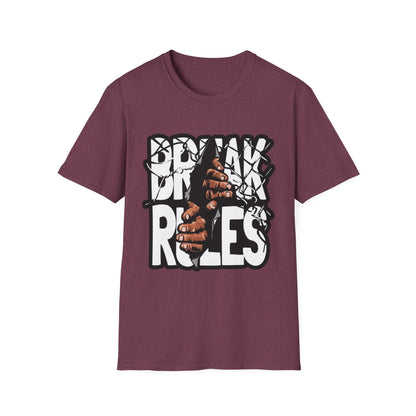 Break Rules Unisex Softstyle T-Shirt - Casual Streetwear Tee for Rebels