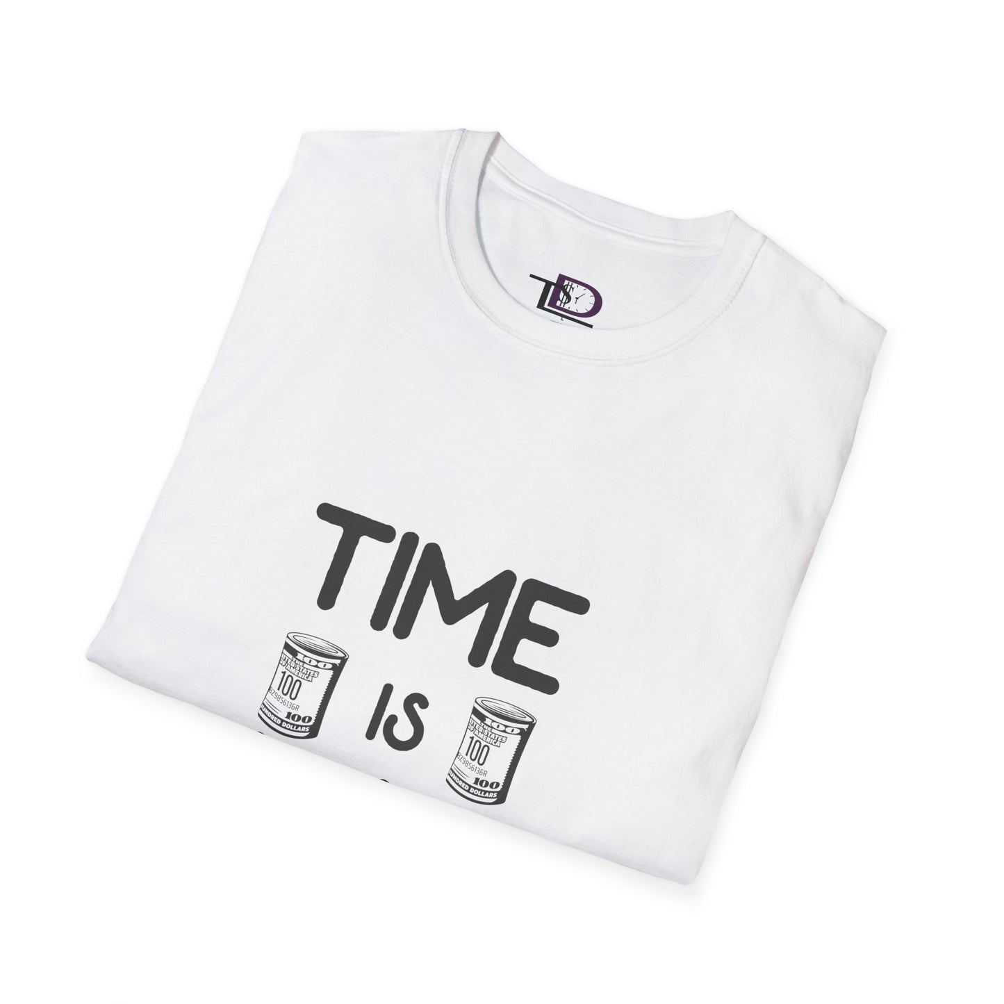 Inspirational Unisex Softstyle T-Shirt - "Time is Money" Statement Tee for Financial Motivators