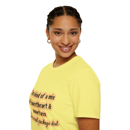 Funny Quote Unisex Softstyle T-Shirt - "I'm a mix of sweetheart & smartass"