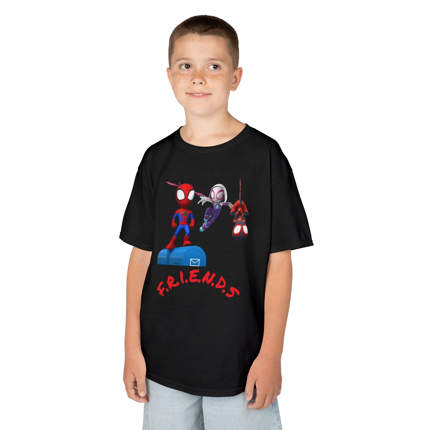 Kids' Friends Spider-Man Tee - Fun & Colorful Cotton T-Shirt for Young Superheroes