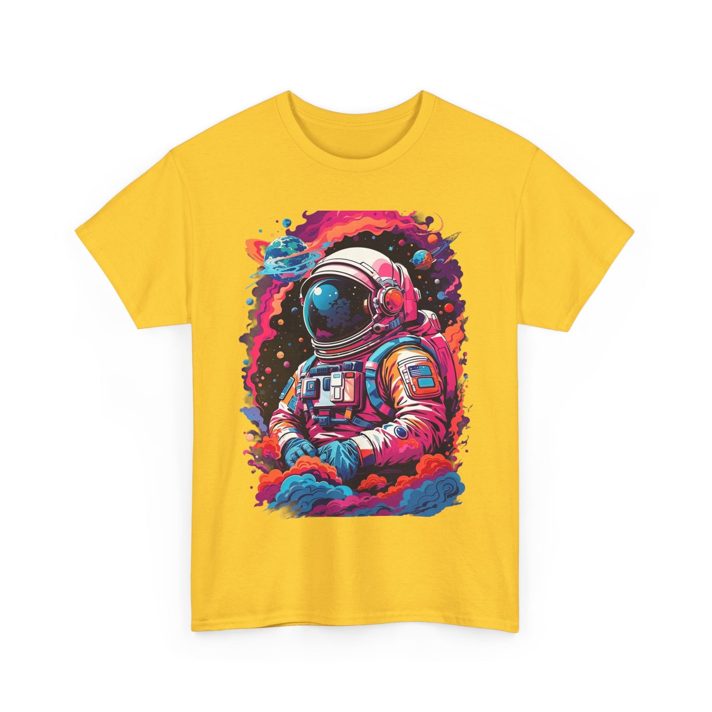 Cosmic Astronaut Unisex Heavy Cotton Tee - Galaxy Graphic T-Shirt