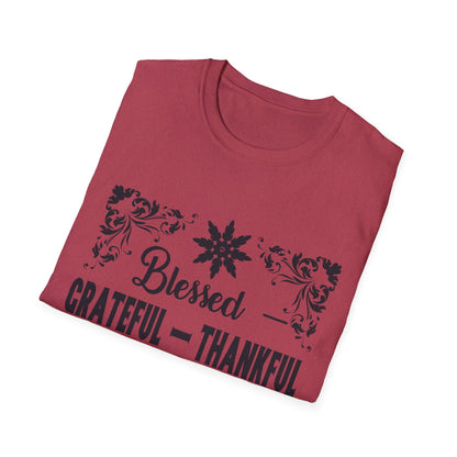 Grateful & Blessed T-Shirt, Spiritual Apparel, Thanksgiving Gift, Casual Wear, Unisex Gift Idea, Positive Affirmation Tee