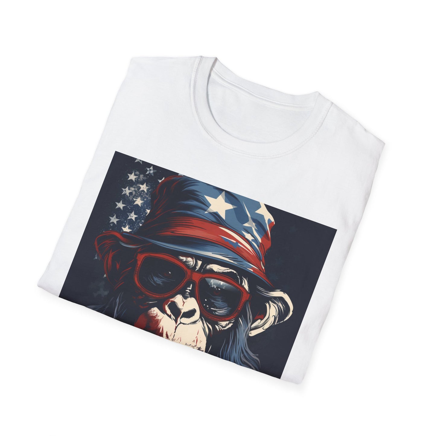 Patriotic Monkey Graphic T-Shirt, Fourth of July Tee, Summer Clothing, Unisex Casual Wear, Fun Gift for Animal Lovers, USA Pride Shirt
