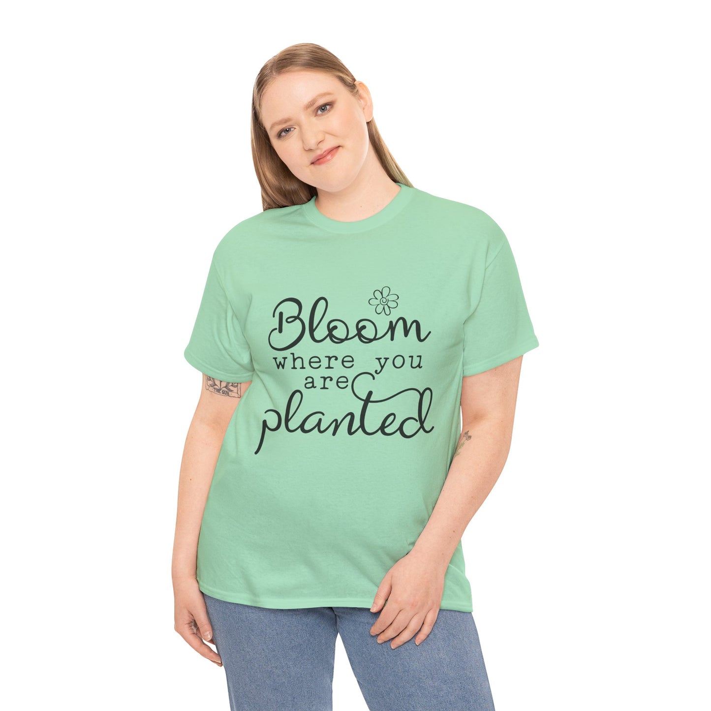Inspirational Bloom Tee - Unisex Heavy Cotton T-Shirt for Growth Mindset