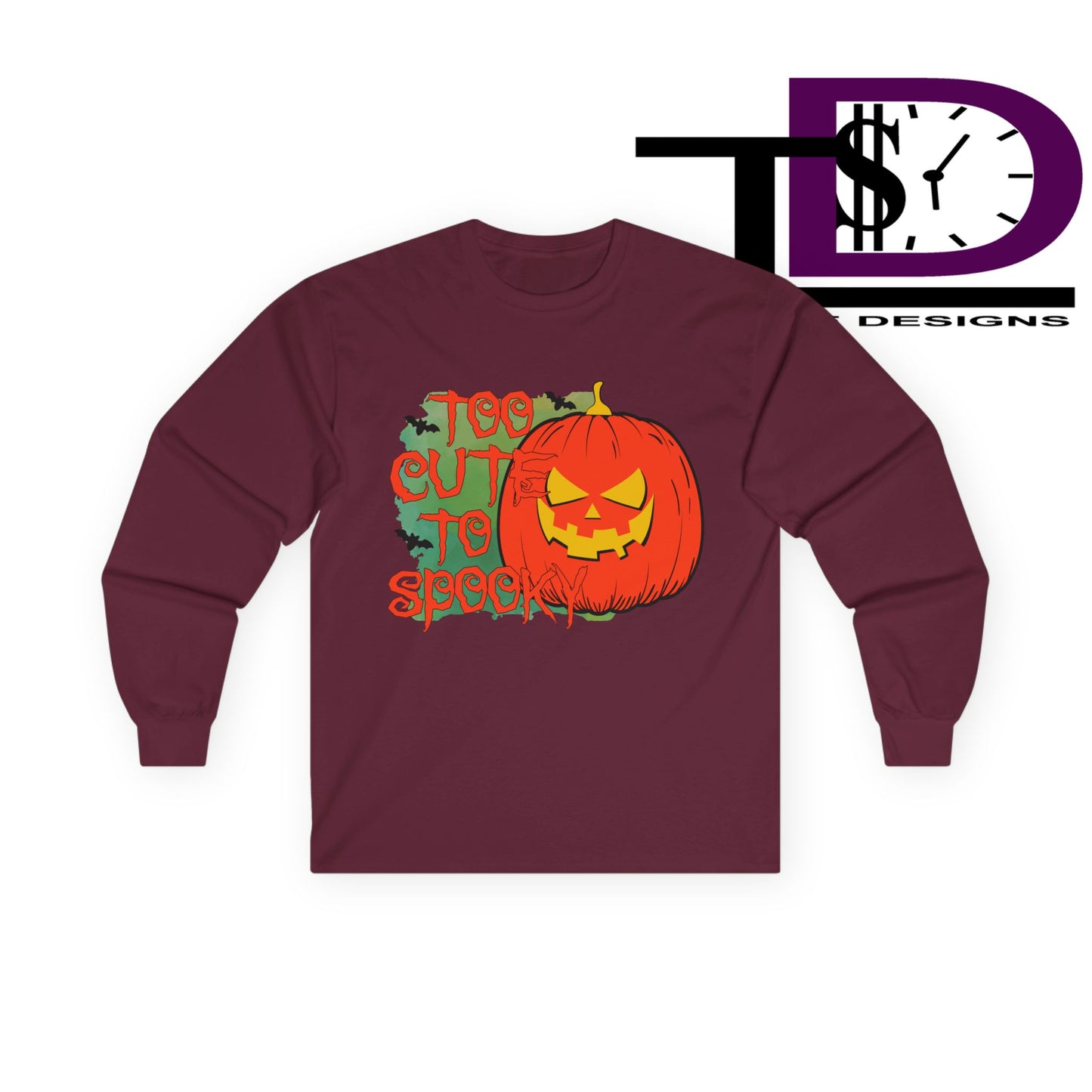 Too Cute to Spook Halloween Long Sleeve Tee, Fall Apparel, Pumpkin Graphic Shirt, Unisex Tee, Halloween Costume, Casual Wear