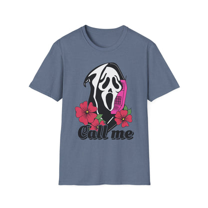 Call Me Horror T-Shirt, Unisex Graphic Tee, Halloween Costume, Spooky Gift, Movie Lover's Shirt, Floral Horror Tee