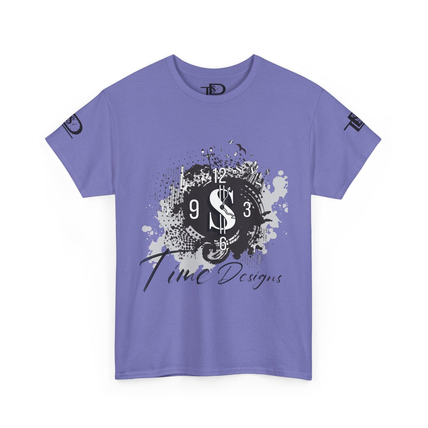Unisex Heavy Cotton Tee - Time Designs Dollar Clock Graphic T-Shirt