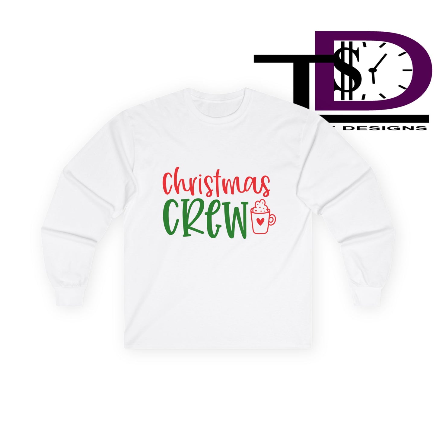 Christmas Crew Long Sleeve Tee, Holiday T-Shirt, Family Gathering Shirt, Winter Apparel, Festive Cotton Top