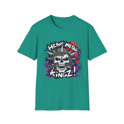 Heavy Metal Kingz Unisex Softstyle T-Shirt, Rock Music Tee, Gift for Metalheads, Concert Apparel, Edgy Graphic Shirt